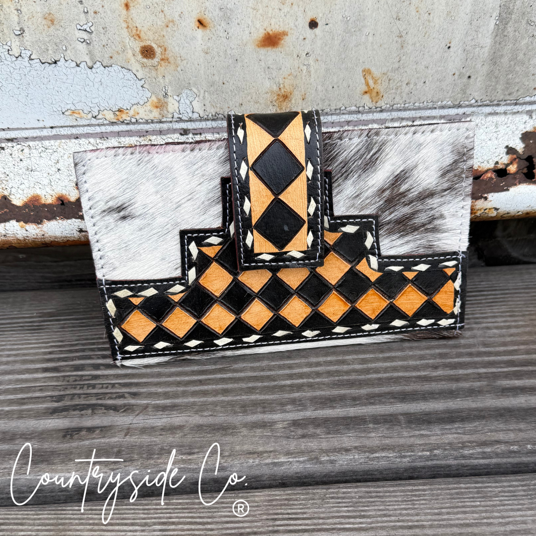 High Plains Checkered Cowhide Wallet