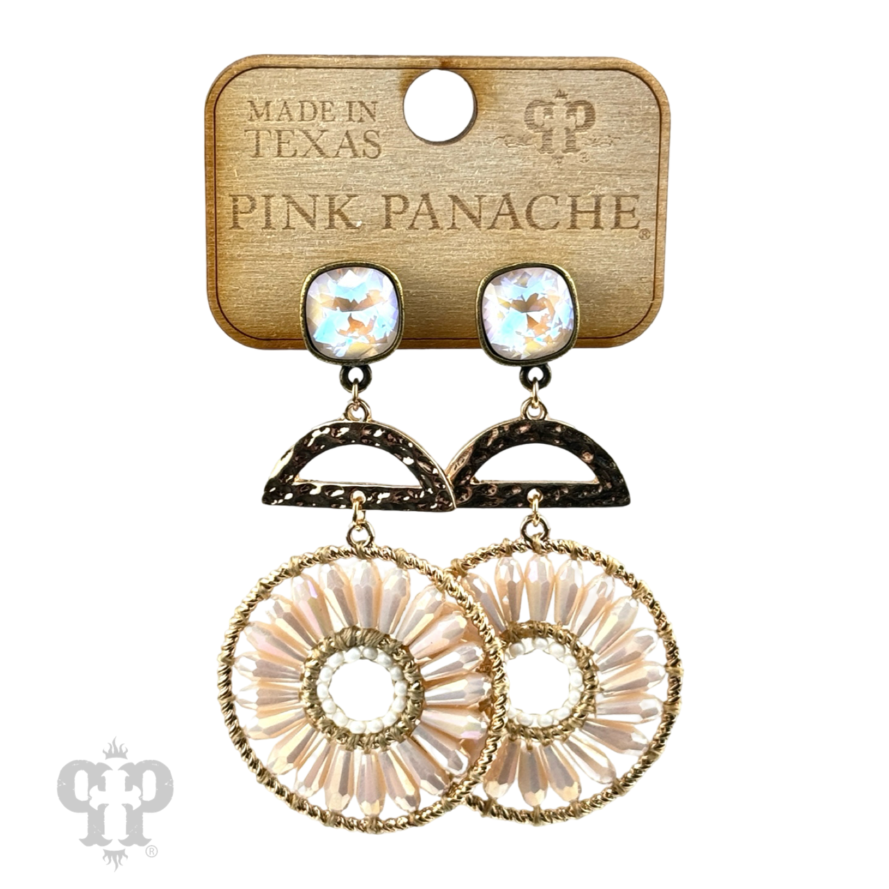 Modern circle earring, Austrian crystal