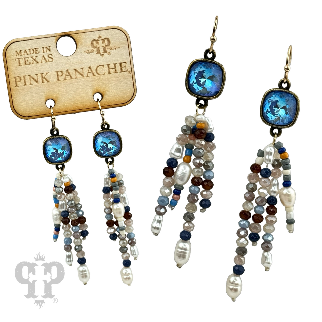 Bead fringe earring, Austrian crystal