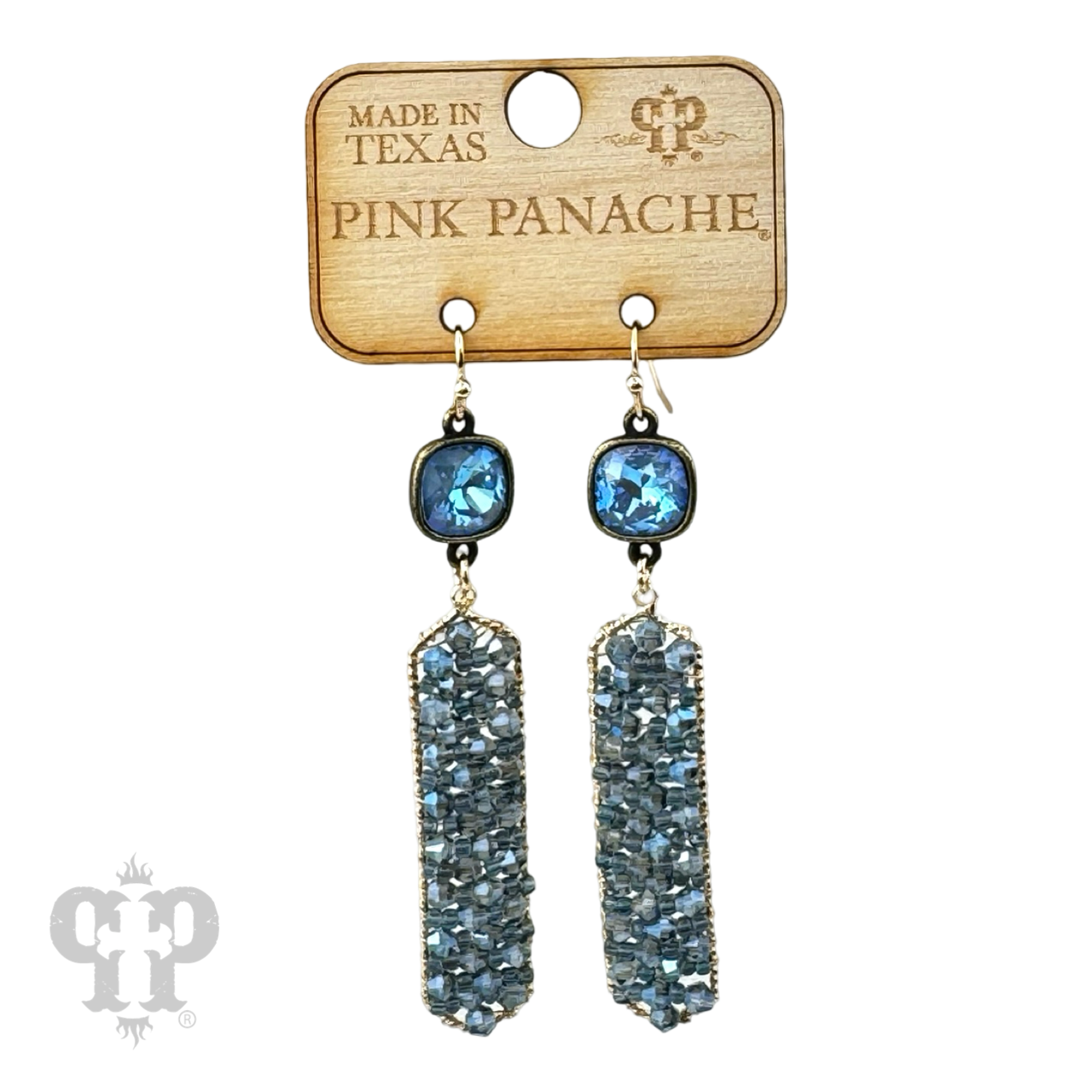 Bead wrapped hexagon dangle earring with Austrian crystal