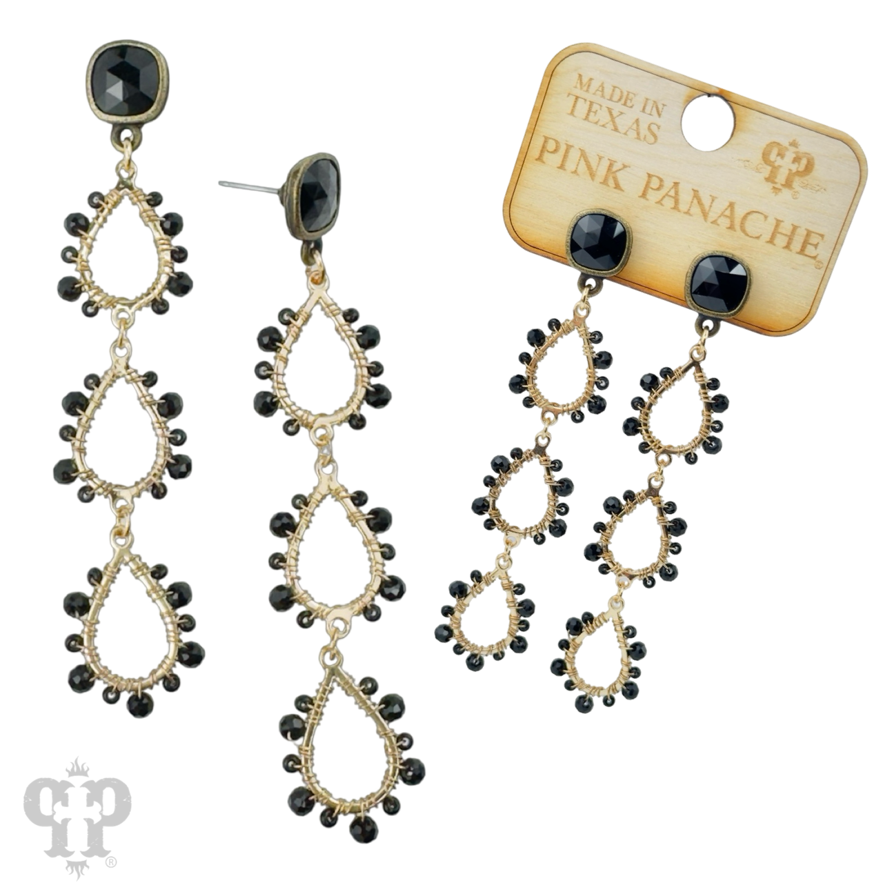 Triple bead wrapped teardrop and Austrian crystal dangle earring