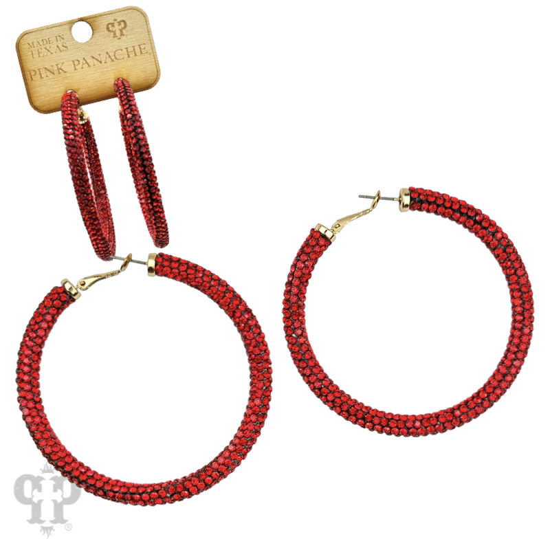 Large pave mesh hoop earring