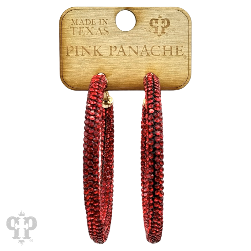 Large pave mesh hoop earring