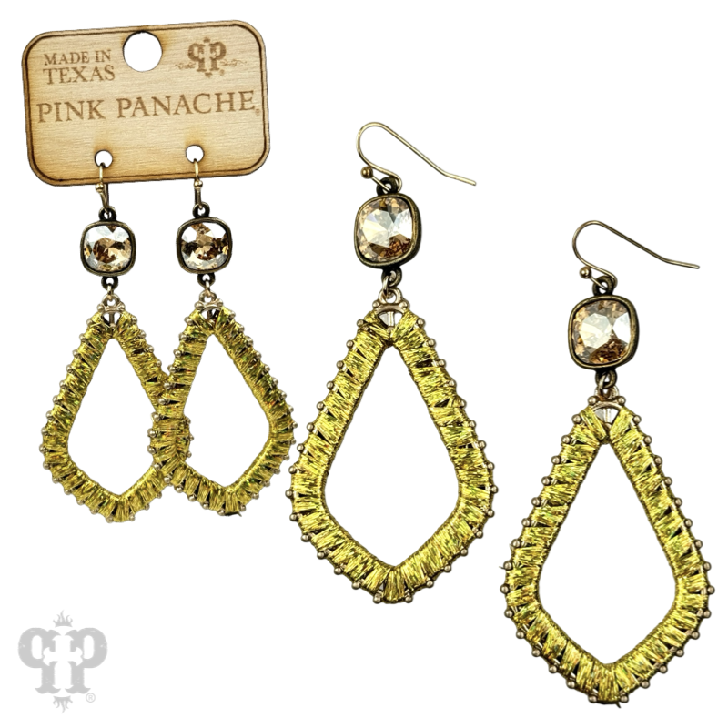 Tinsel wrapped diamond teardrop, Austrian crystal