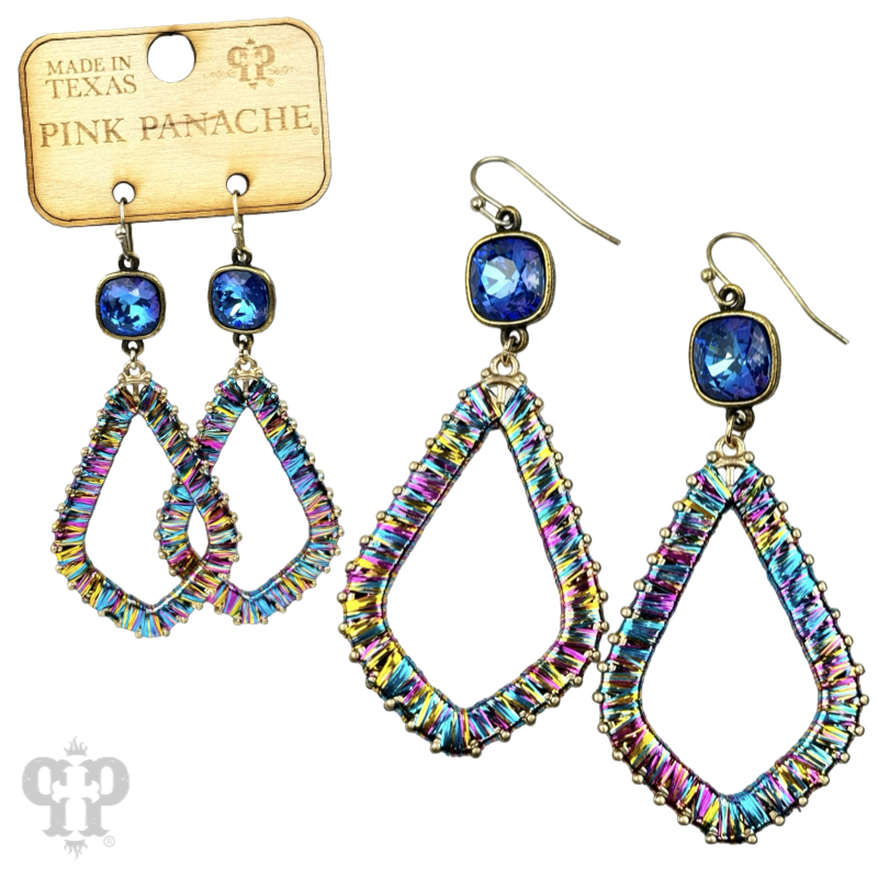 Tinsel wrapped diamond teardrop, Austrian crystal