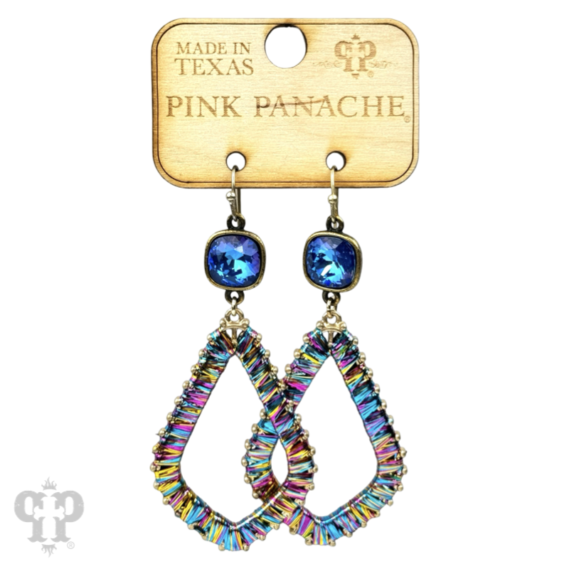 Tinsel wrapped diamond teardrop, Austrian crystal