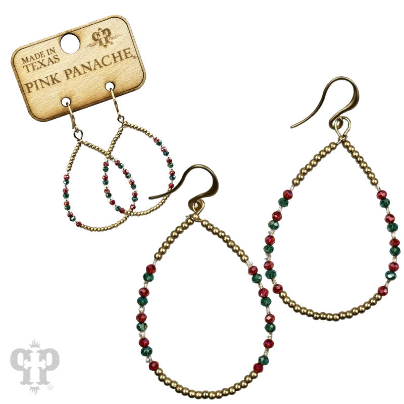 Faceted and round color bead teardrop earrings