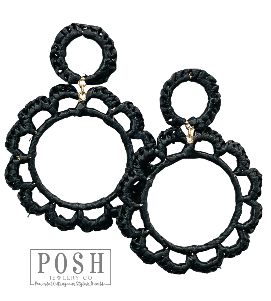 Raffia circle earring