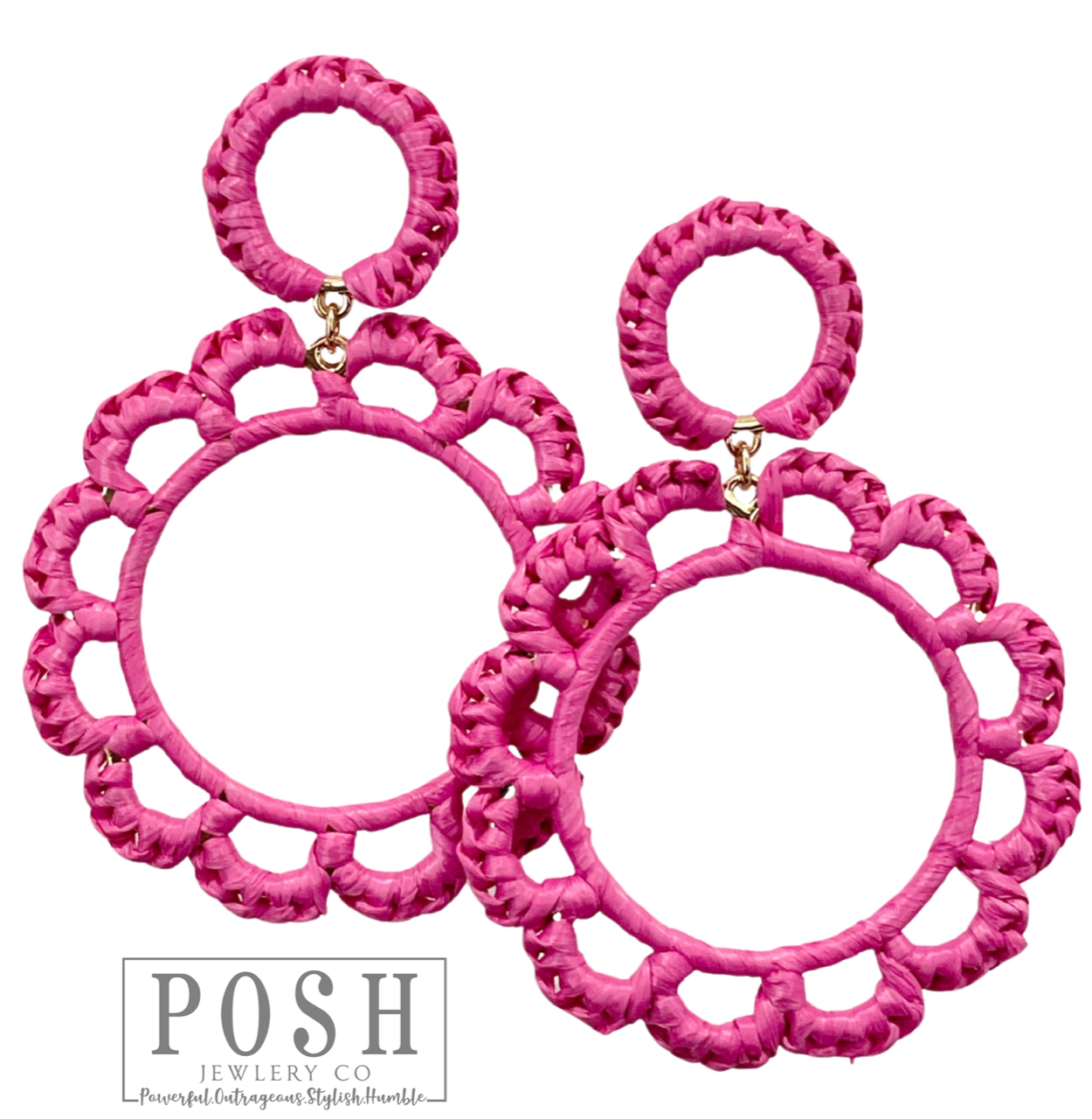 Raffia circle earring