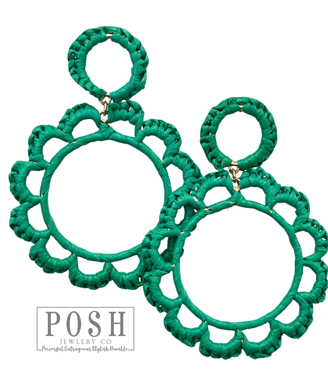 Raffia circle earring