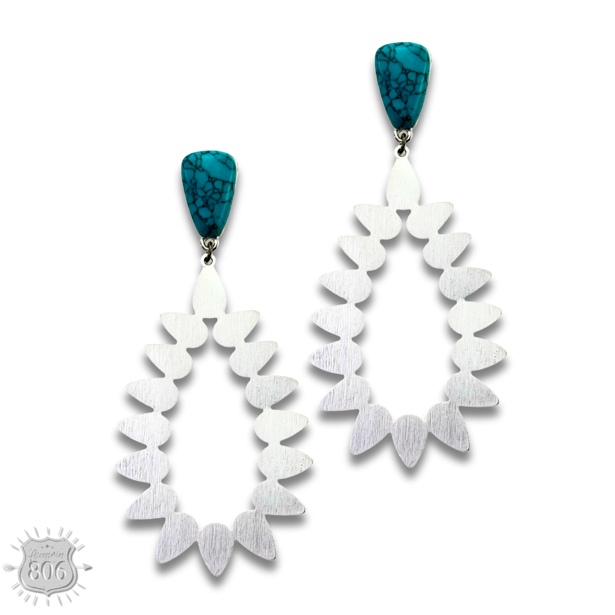 Silver cutwork teardrop earring