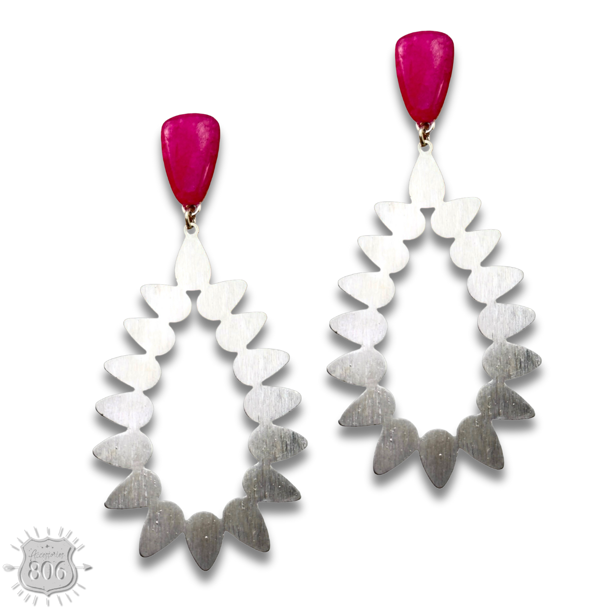 Silver cutwork teardrop earring