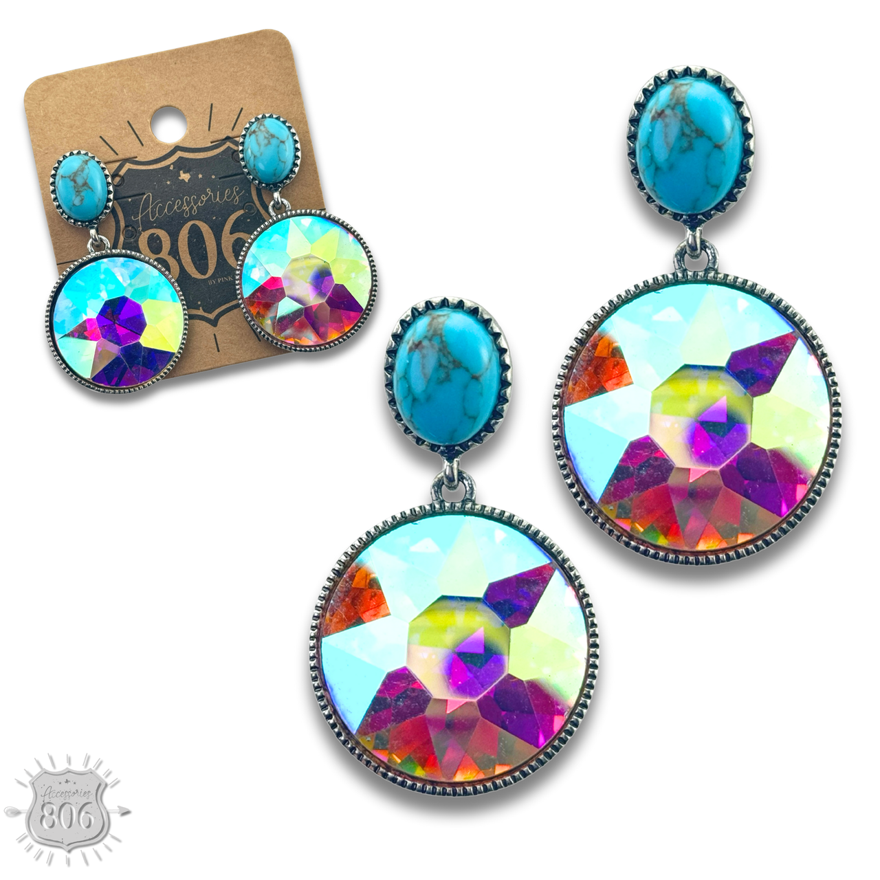 Round rhinestone post earring