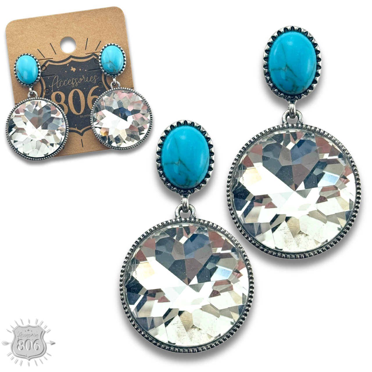 Round rhinestone post earring