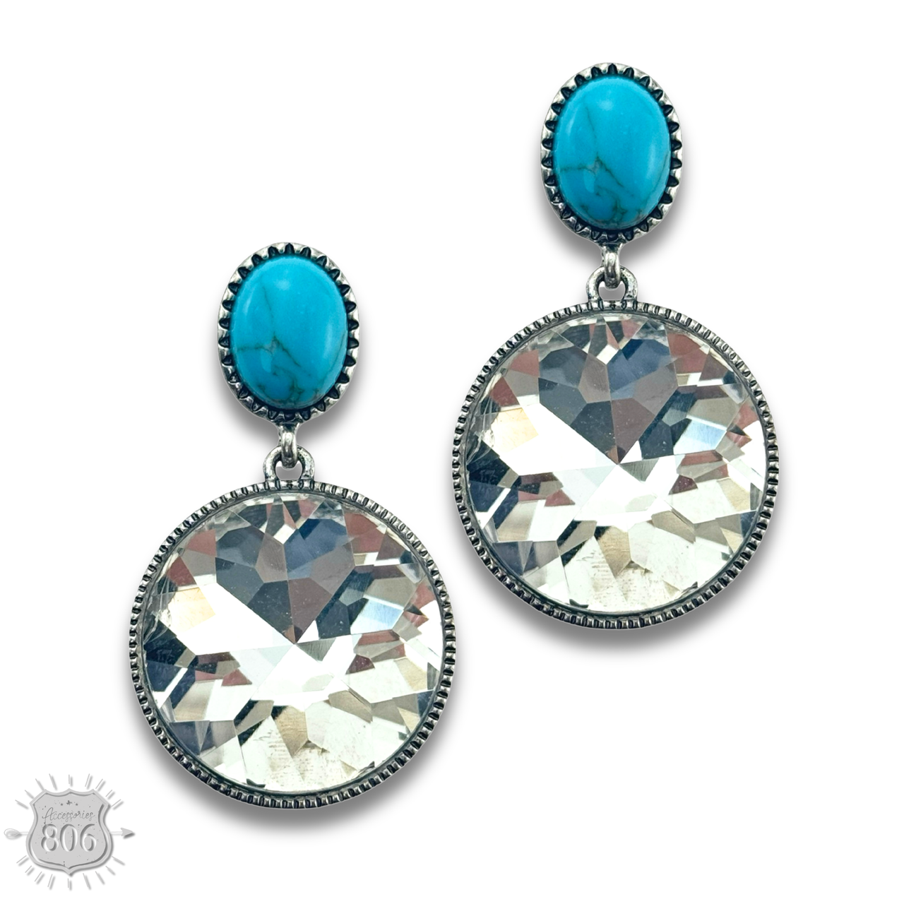 Round rhinestone post earring