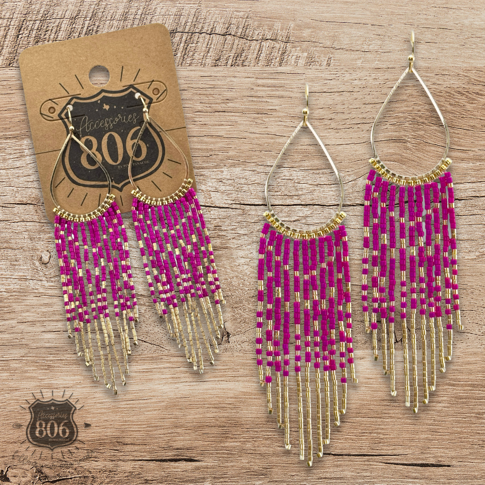 Seed bead fringe earring