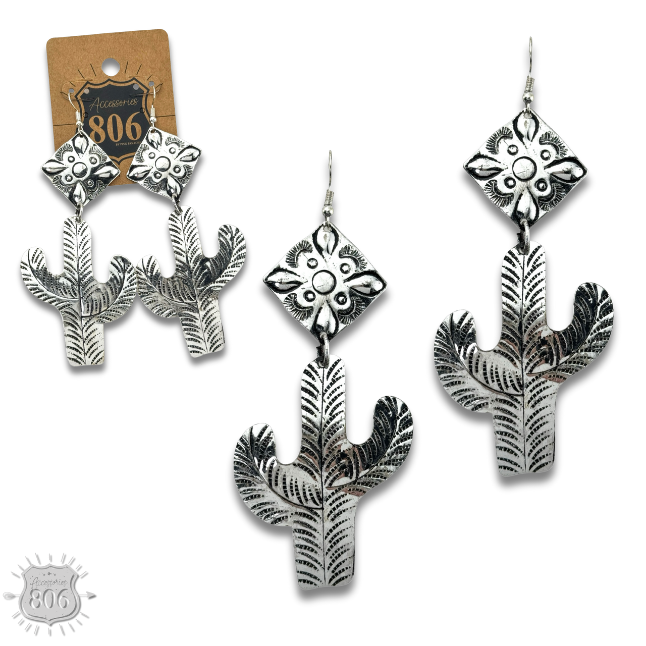 Silver cactus earring