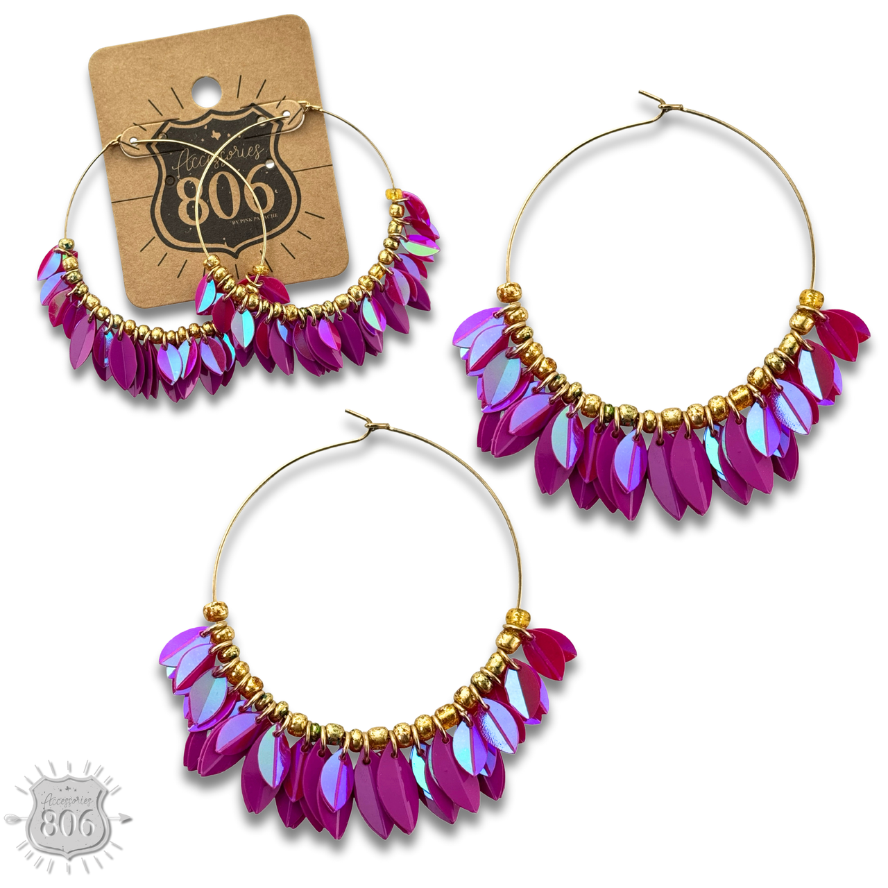 Petal fringe hoop earring