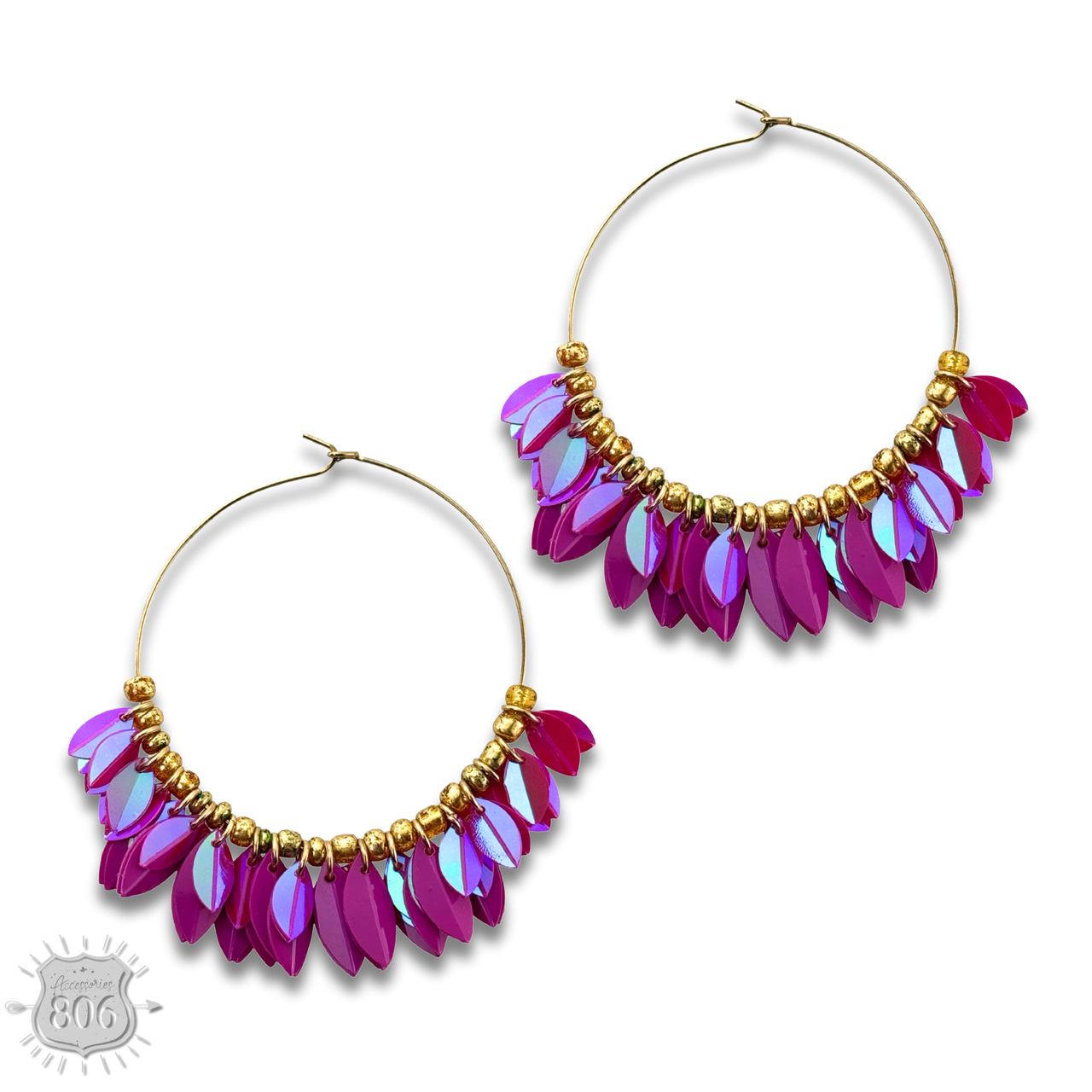 Petal fringe hoop earring