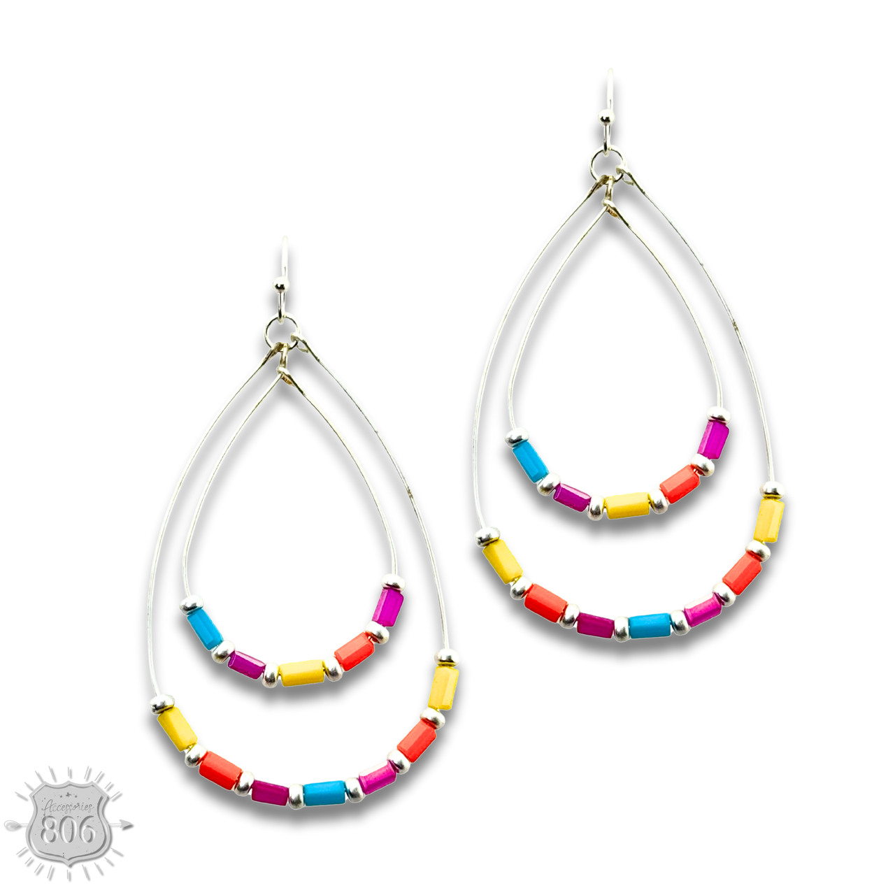 Double beaded teardrop earring