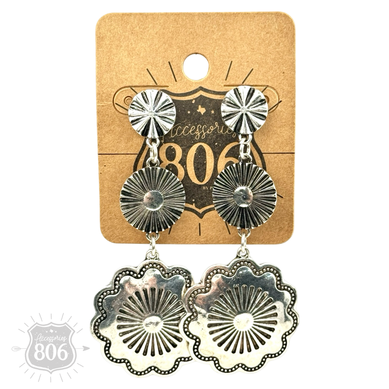 Western silver drop earring