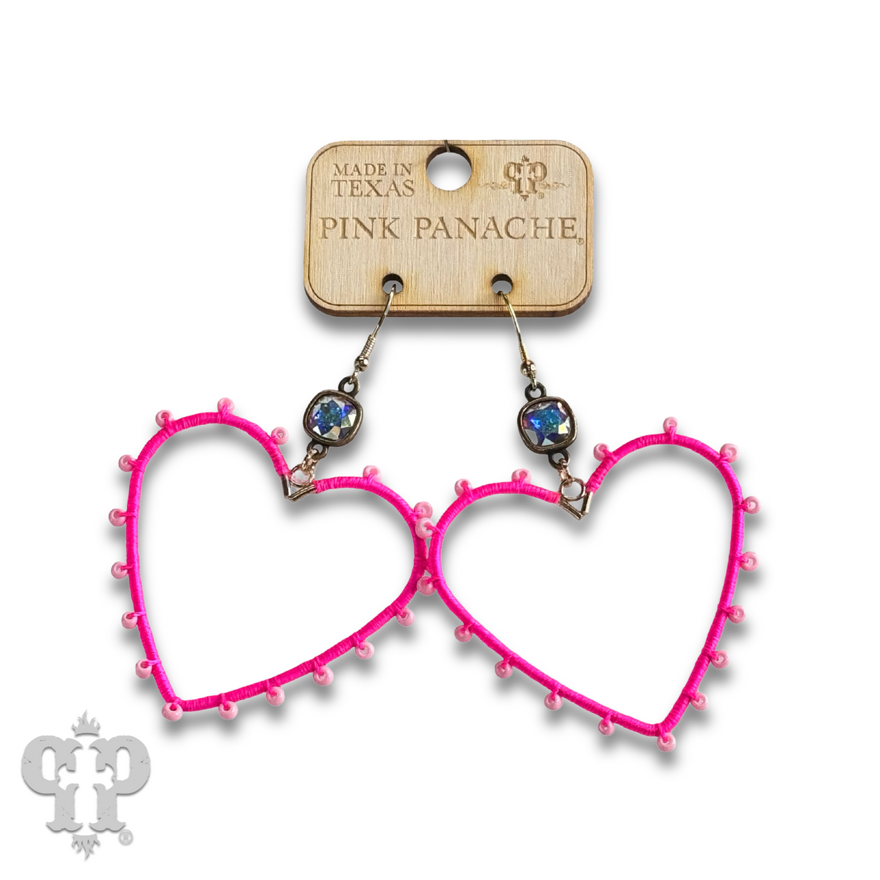 Bead wrapped heart earring with Austrian crystal