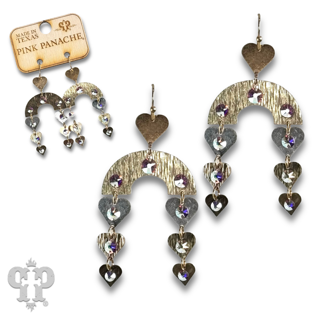 Heart charm and arch earring with Austrian crystal