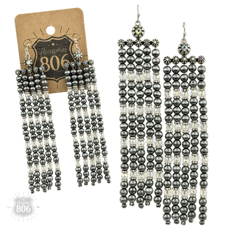 Western burnished pearl bead chandelier earring