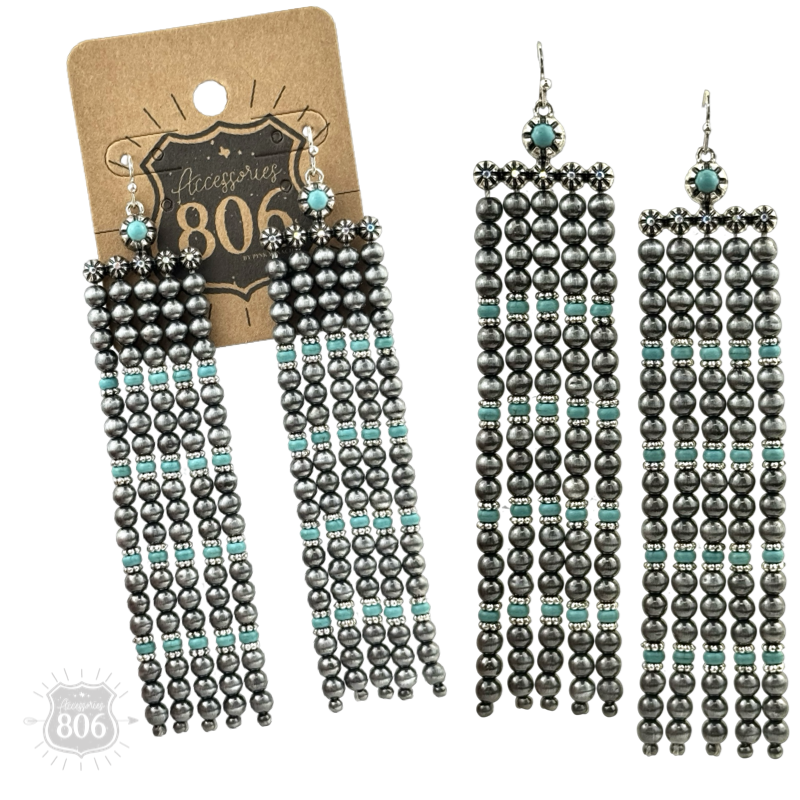 Western burnished pearl bead chandelier earring