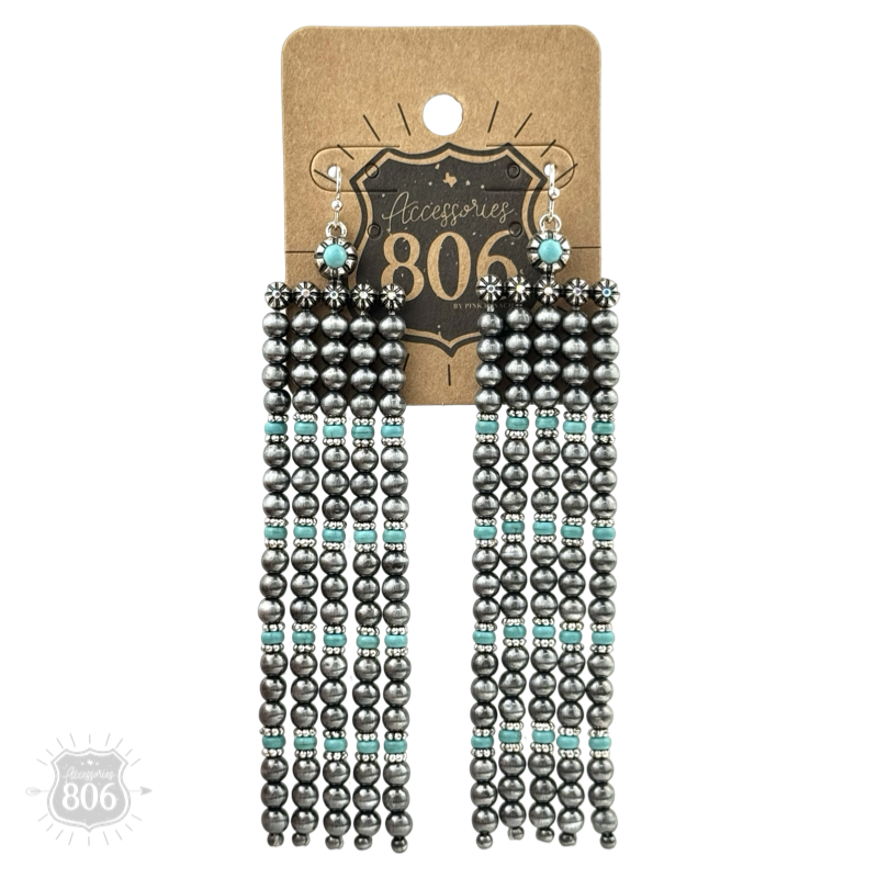 Western burnished pearl bead chandelier earring