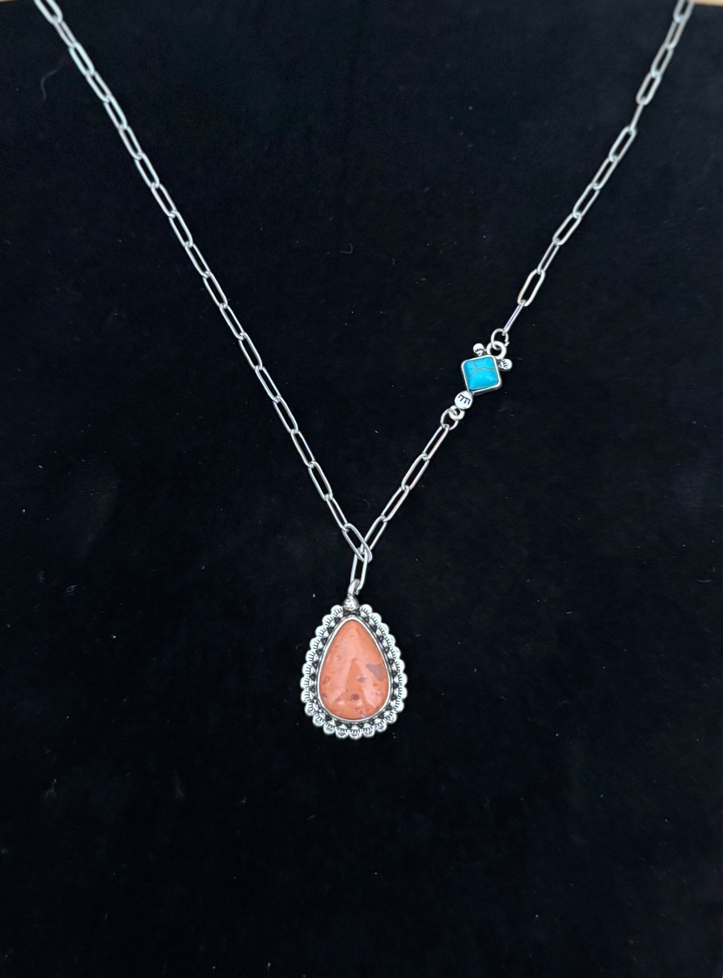 Coral with Turquoise stone