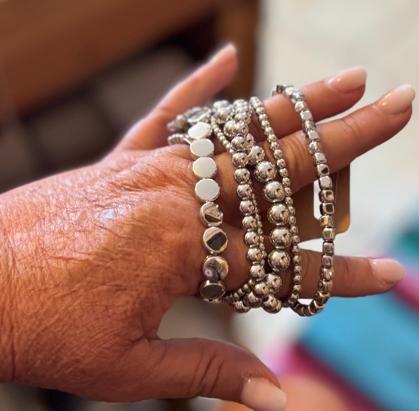 Silver beads 6 strands