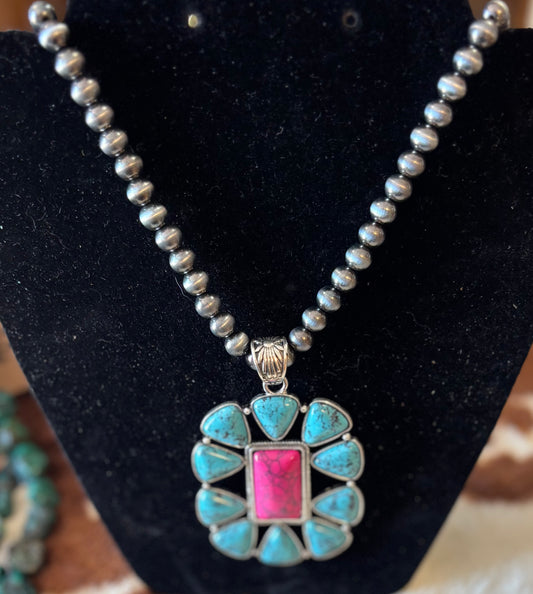 Turquoise and Pink Blossom
