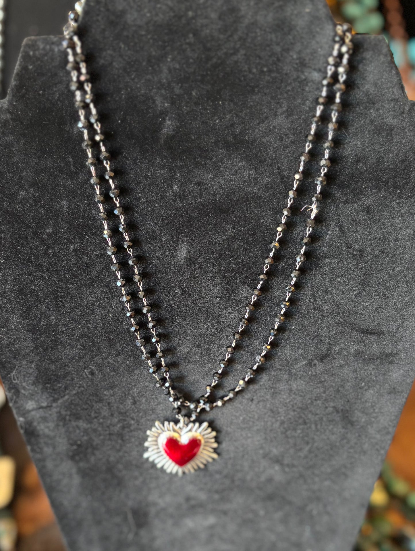 Black crystal red heart