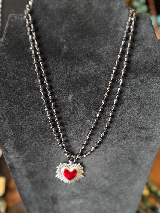 Black crystal red heart