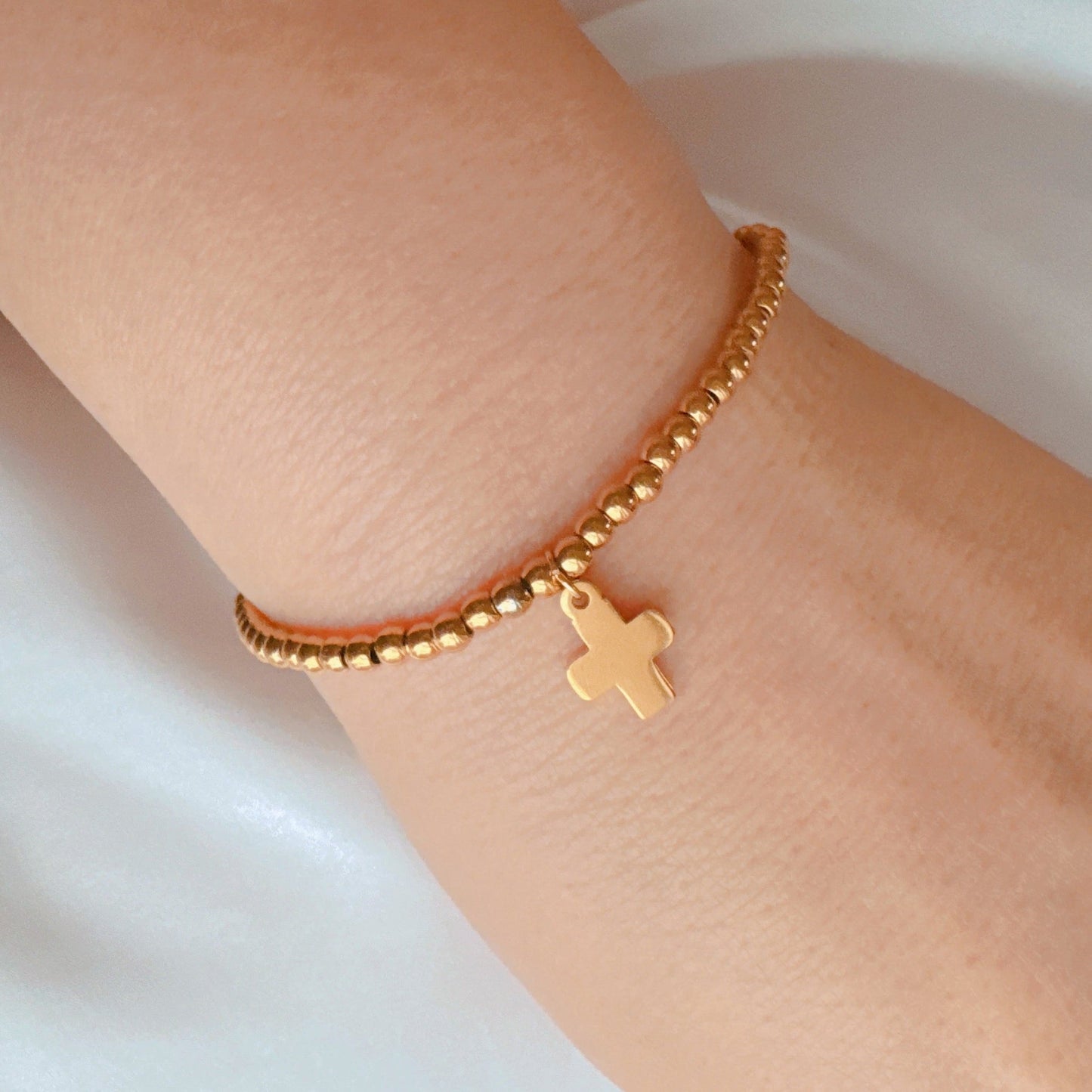 Golden Ball Single Charm Stretch Bracelet
