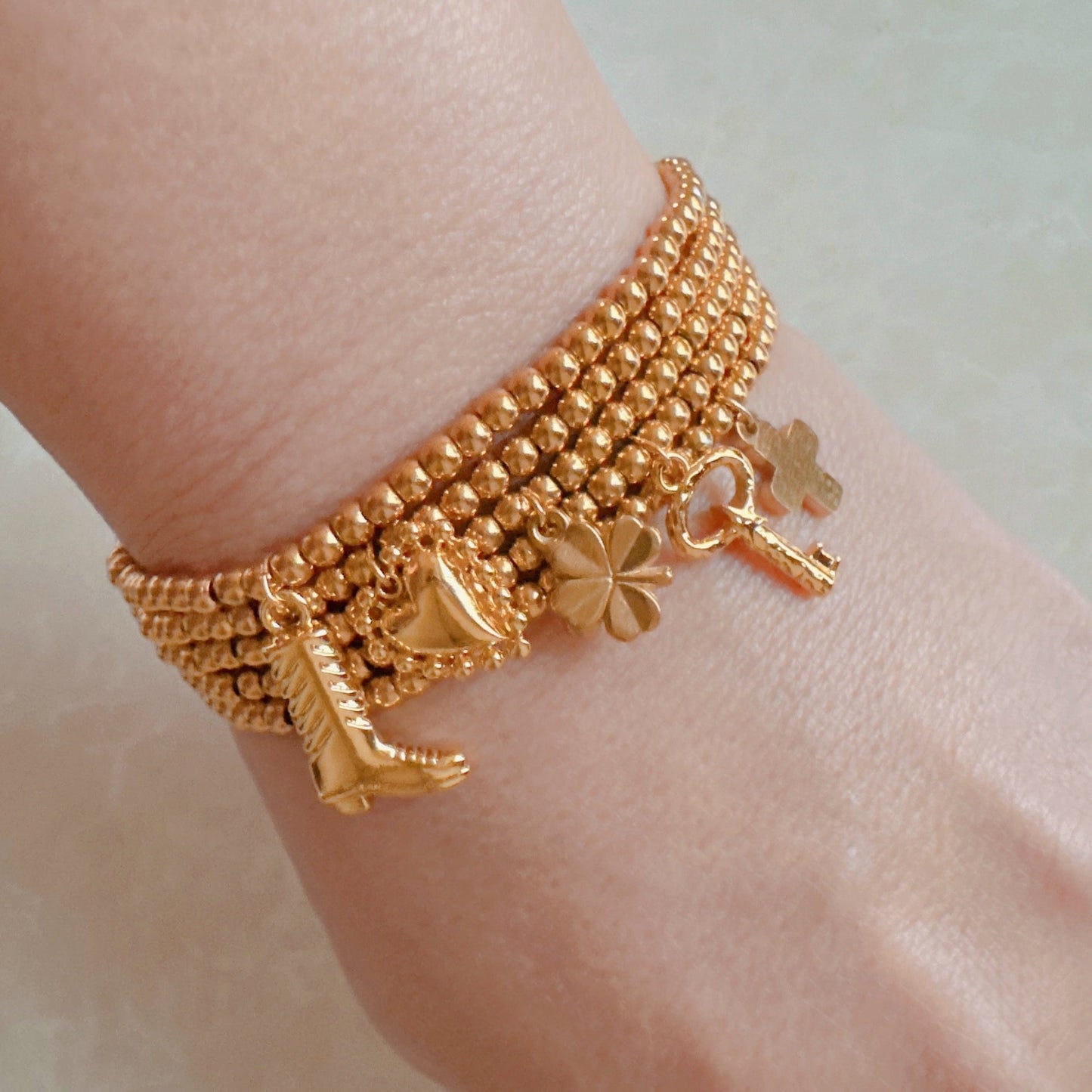 Golden Ball Single Charm Stretch Bracelet