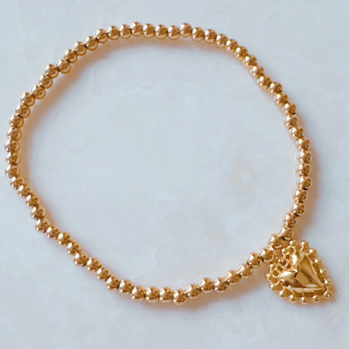 Golden Ball Single Charm Stretch Bracelet