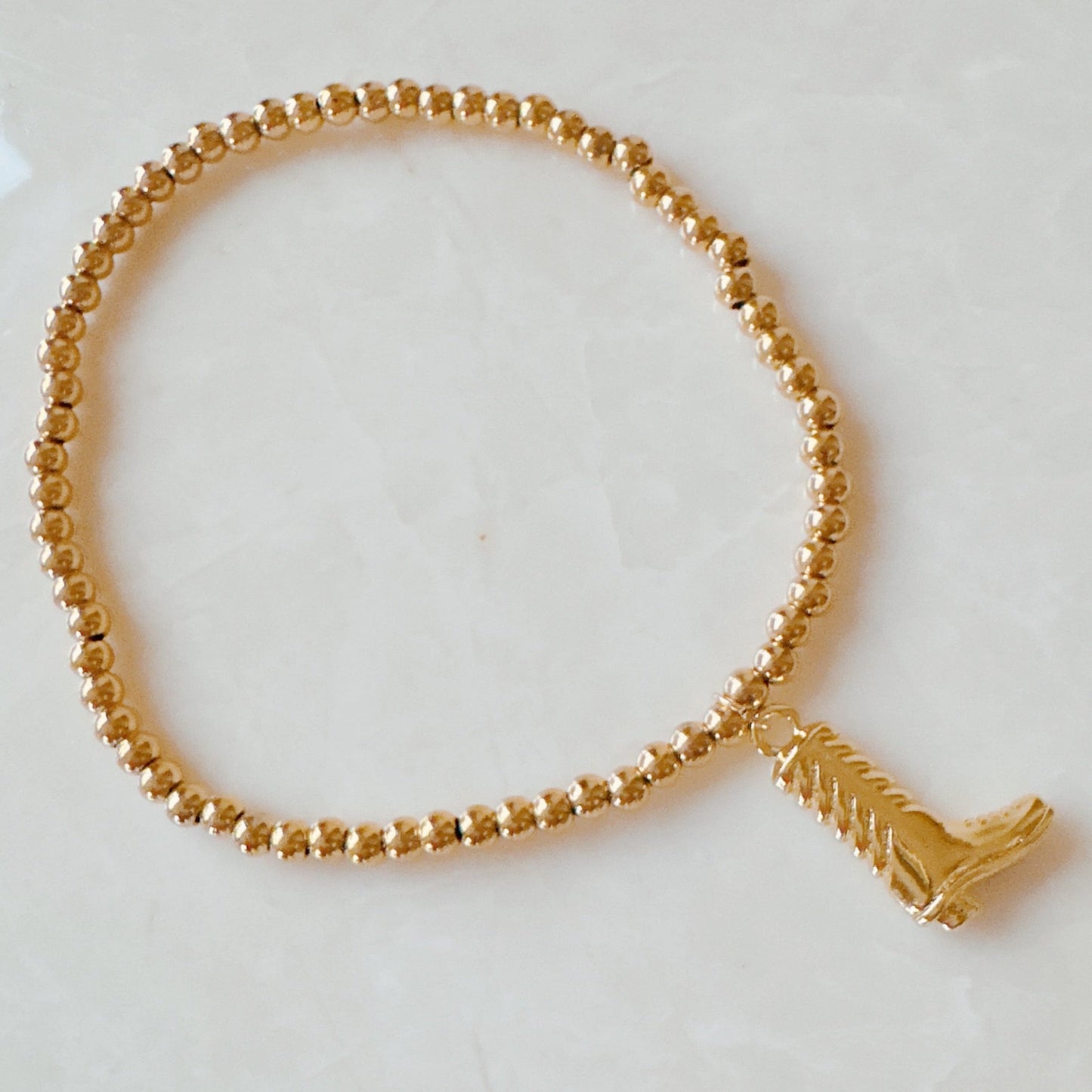 Golden Ball Single Charm Stretch Bracelet