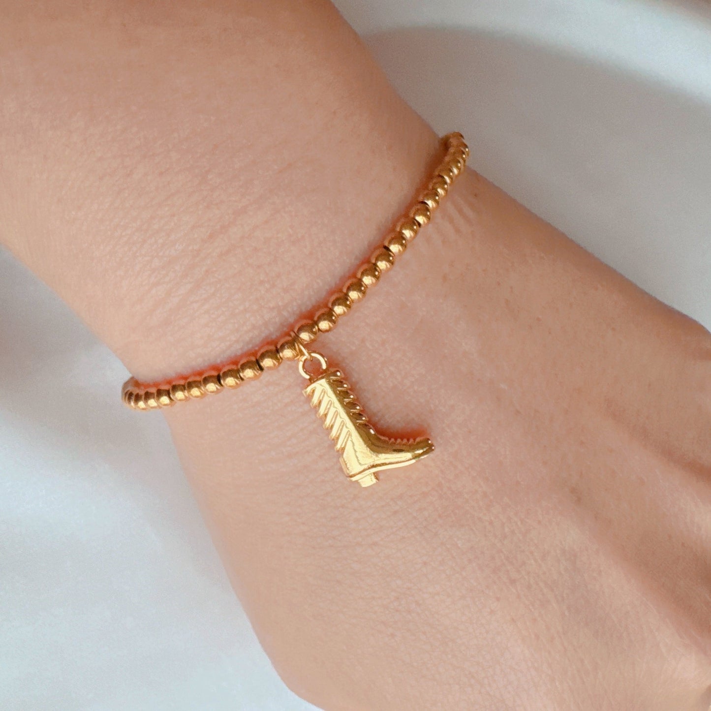 Golden Ball Single Charm Stretch Bracelet