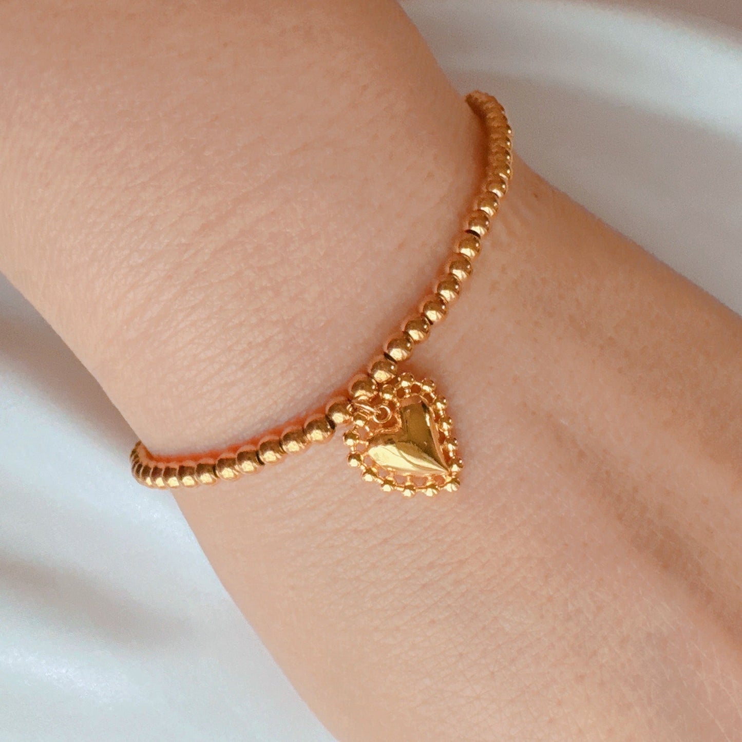 Golden Ball Single Charm Stretch Bracelet