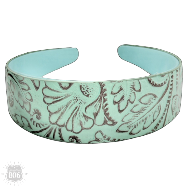 Western print tooled headband