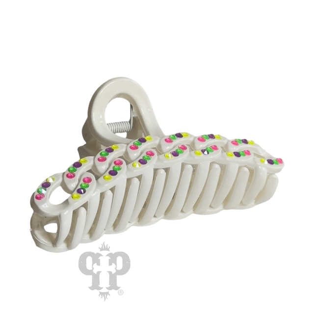 Scalloped rhinestone hair claw
