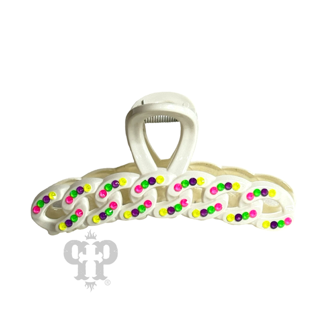 Scalloped rhinestone hair claw