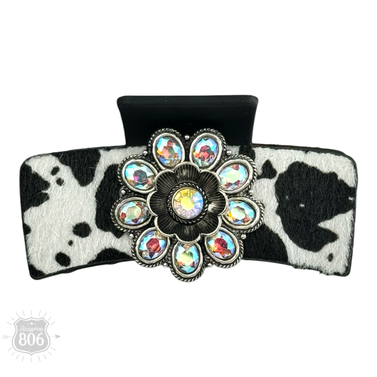 Western cow print concho hair claw