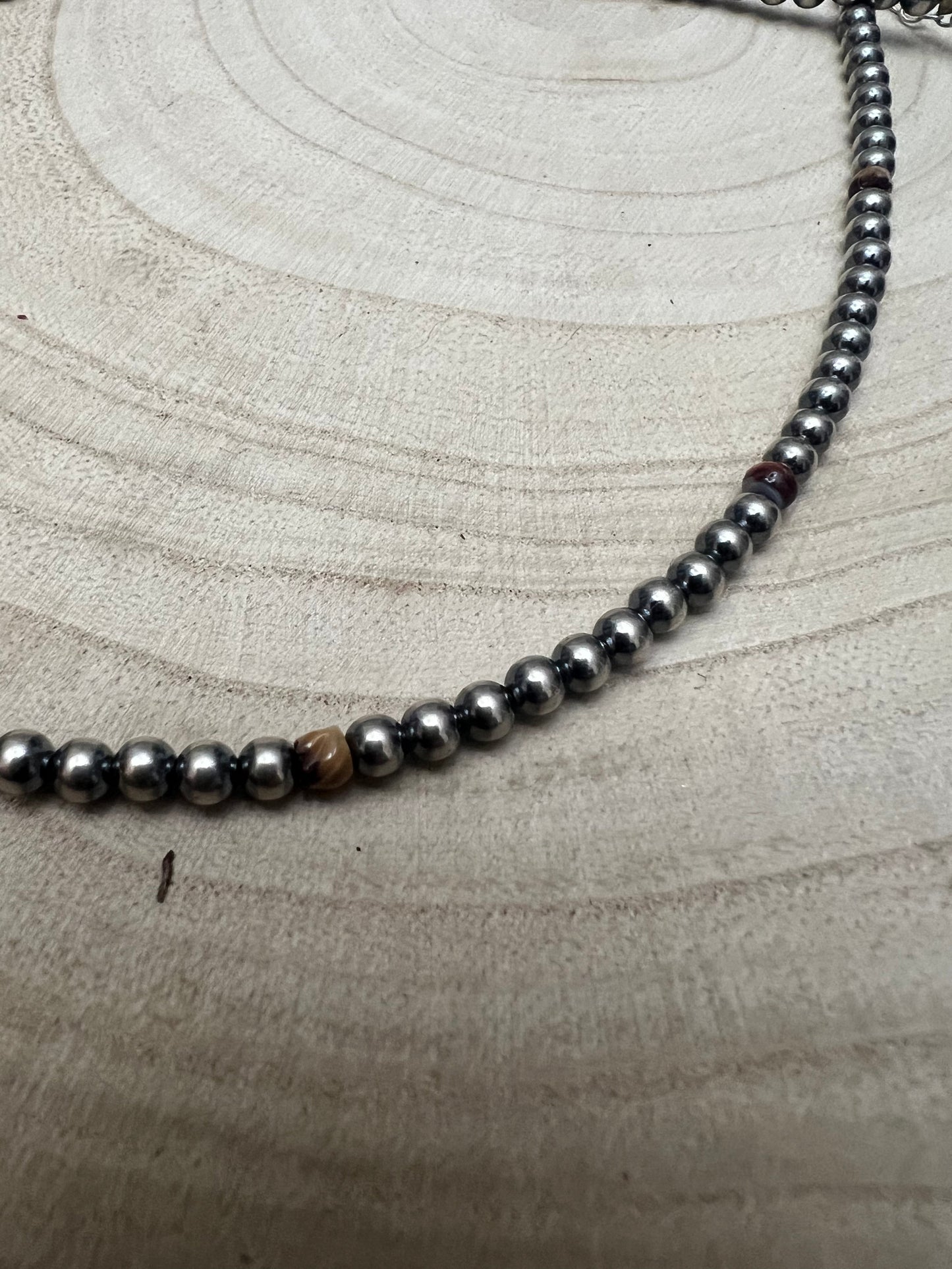 4mm Purple spiny and Sterling Pearl choker - 14 inch