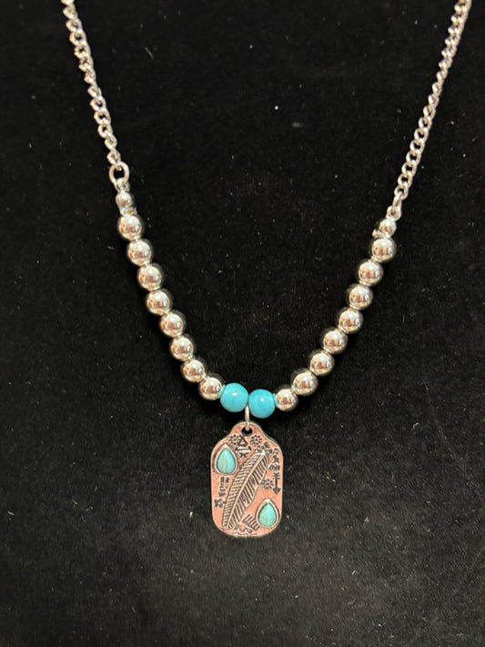 Feathers turquoise and bead