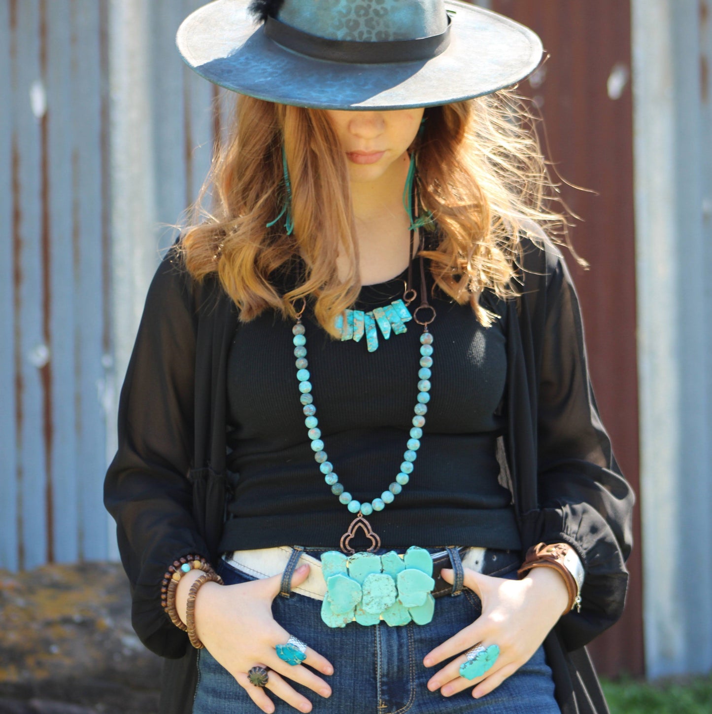 Imperial Jasper Slab Necklace with Genuine Leather 252j