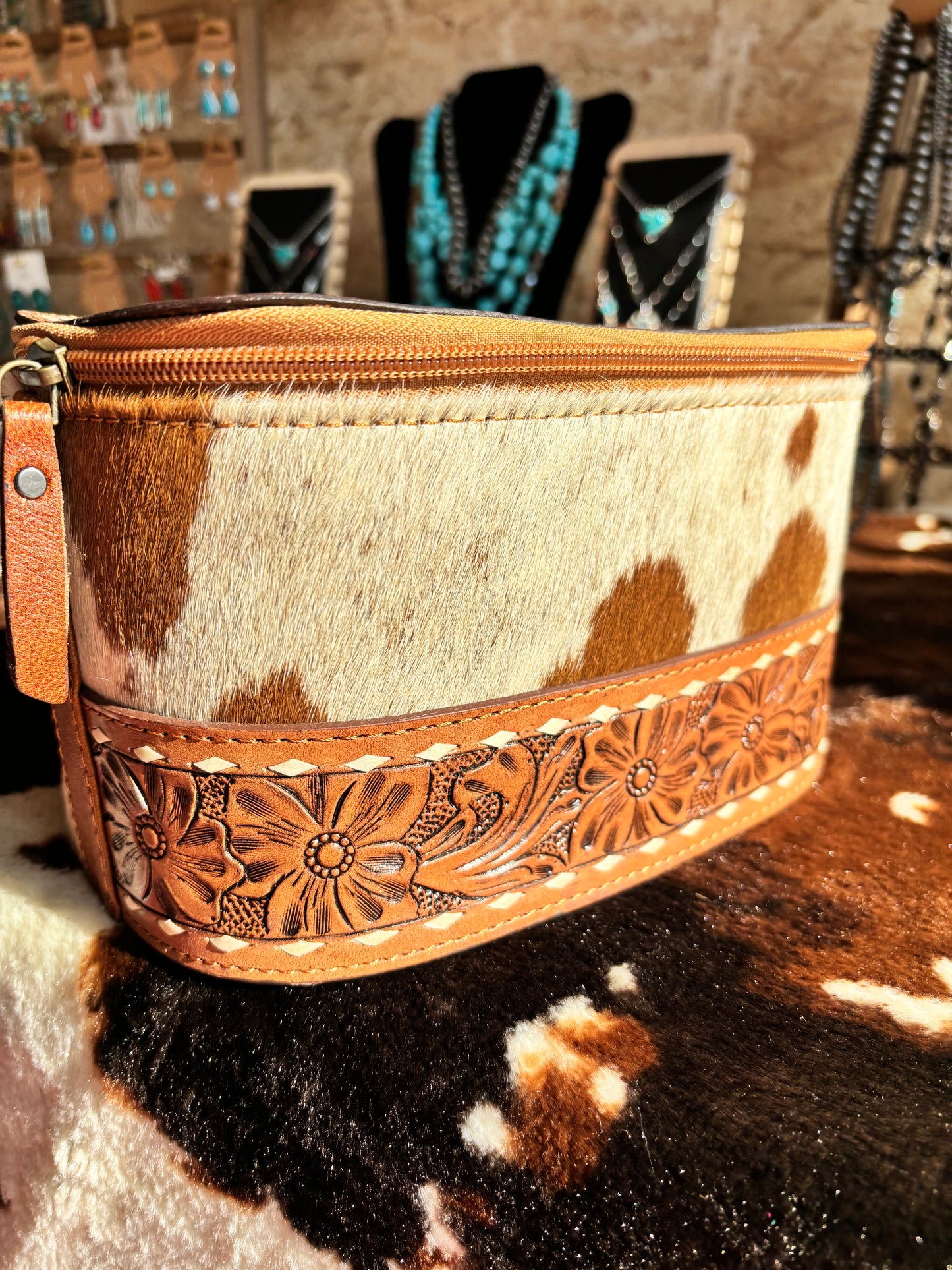 Western Cowhide Makeup Case