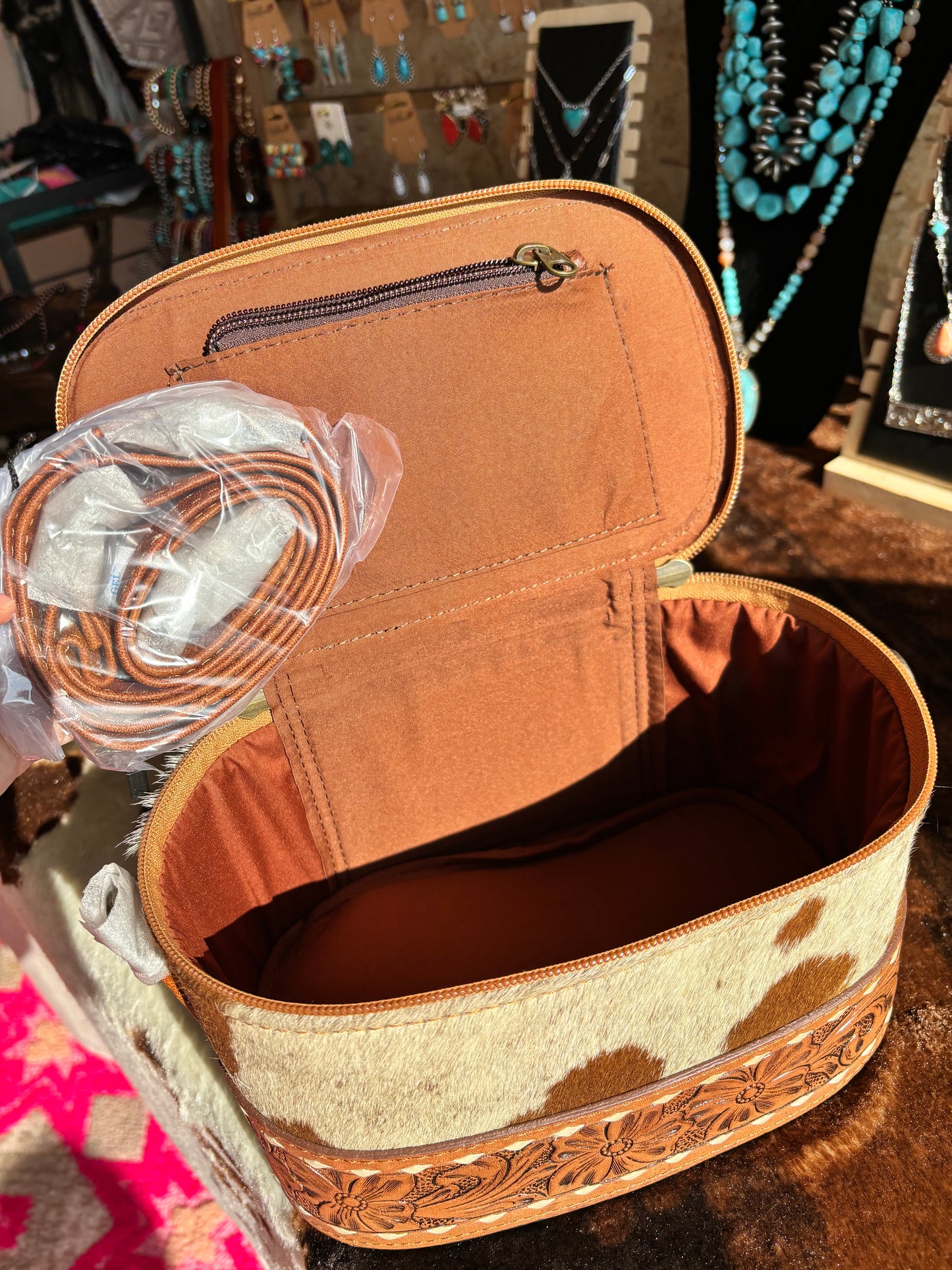 Western Cowhide Makeup Case